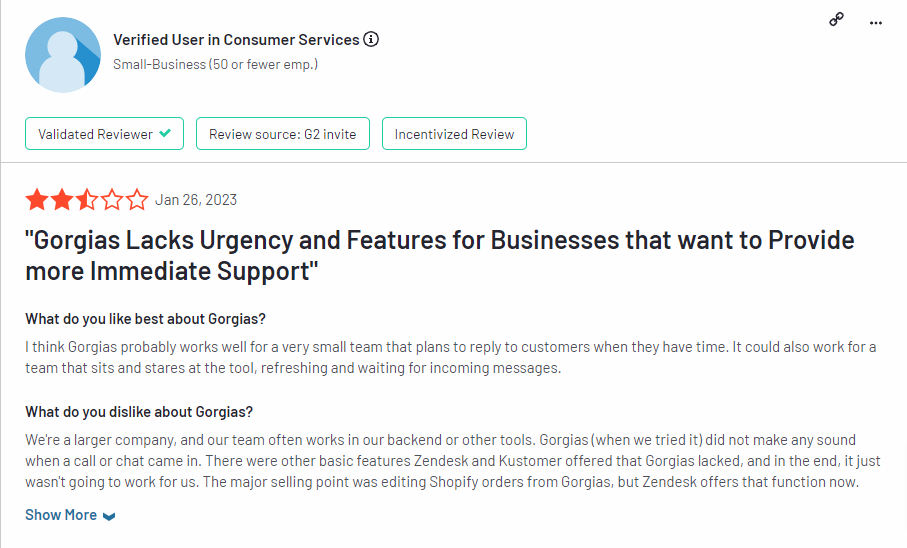 Zendesk vs Gorgias: el mejor software de atención al cliente para comercio electrónico 5 Reseña de Gorgias G2